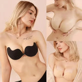 Viomisha Adhesive Bra Invisible 2 Pairs Lifting Bra, Sticky Strapless Push up Bra Reusable Silicone Backless Bras for Women - Viomisha